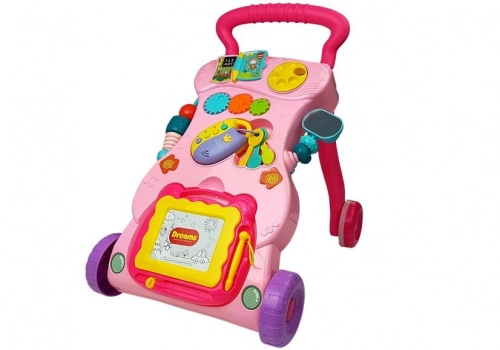 Children's Pusher with Whiteboards for Drawing Pink