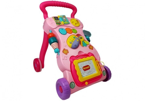 Children's Pusher with Whiteboards for Drawing Pink