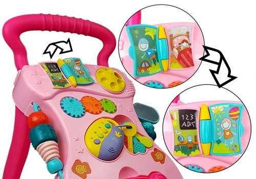 Children's Pusher with Whiteboards for Drawing Pink