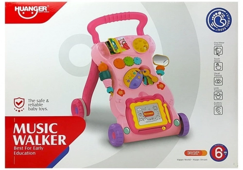 Children's Pusher with Whiteboards for Drawing Pink