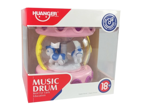 Colorful Drum with a Merry-Go-Round Animal Sounds Pink