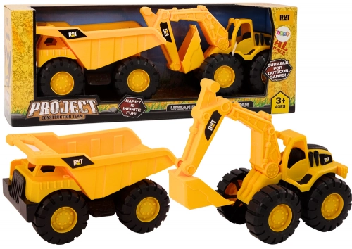 Construction Machinery Set Excavator Dump Truck Movable Yellow
