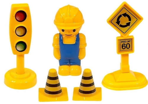 Construction Site Set Excavator Truck Crane