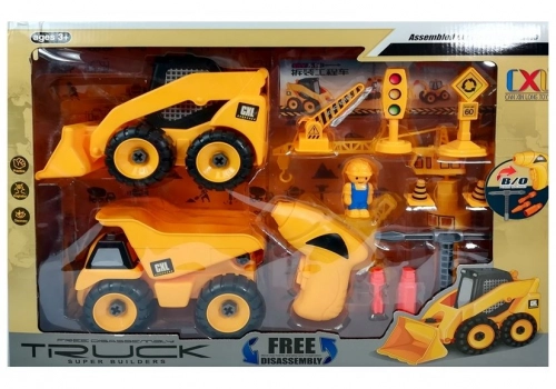 Construction Site Set Excavator Truck Crane