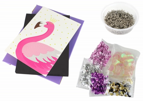 Creative DIY Sequins Set Studs Flamingo Frame
