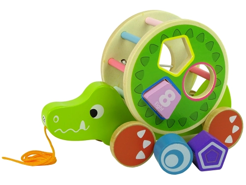 Crocodile Pull-On Wheels Wooden Block Sorter