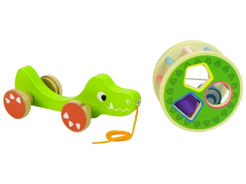 Crocodile Pull-On Wheels Wooden Block Sorter
