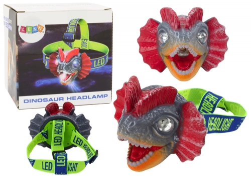 Dinosaur Headlamp Flashlight Adjustable Headband 3 LEDs