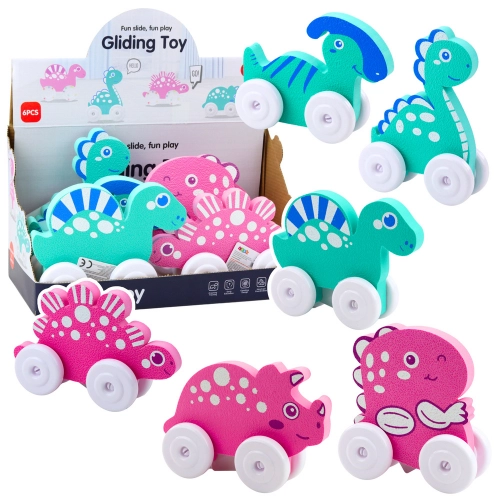Dinosaur on Wheels EVA Foam for Toddlers Pink Blue Mix