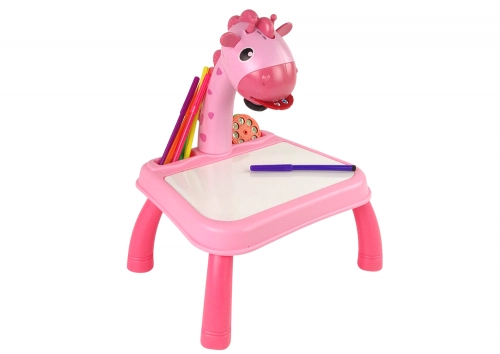 DINOSAUR TABLE WITH PROJECTOR FOR DRAWING + ACCESSORIES  COLOUR PINK