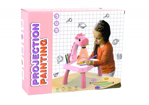 DINOSAUR TABLE WITH PROJECTOR FOR DRAWING + ACCESSORIES  COLOUR PINK