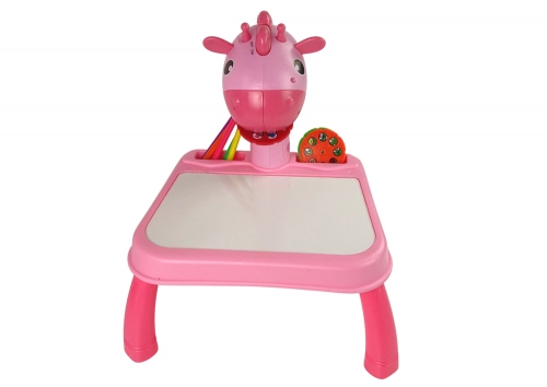 DINOSAUR TABLE WITH PROJECTOR FOR DRAWING + ACCESSORIES  COLOUR PINK