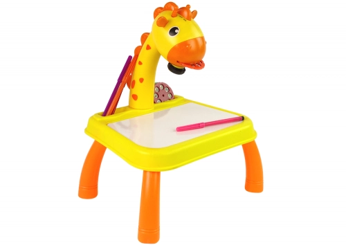 DINOSAUR TABLE WITH PROJECTOR FOR DRAWING + ACCESSORIES YELLOW COLOUR