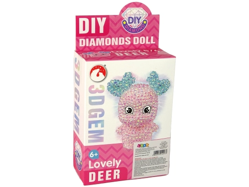 DIY Diamond Creative Kit  Pink Reindeer  Crystals Sequins 3D Keyring