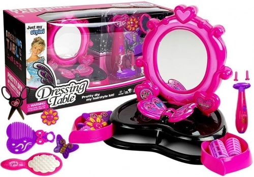 Dressing table barber braid device with sounds and lights
