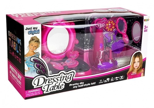 Dressing table barber braid device with sounds and lights