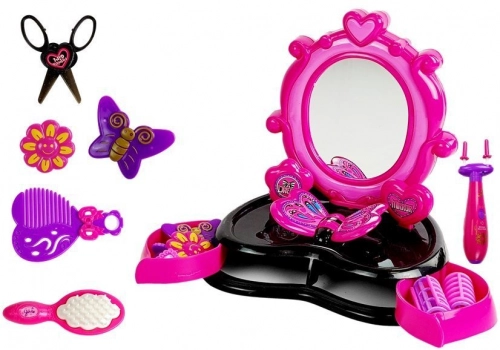 Dressing table barber braid device with sounds and lights