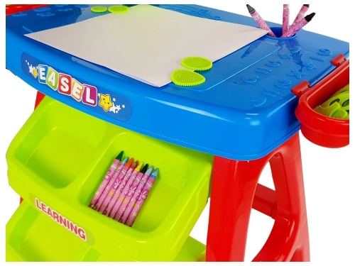 Educational Drawer Table with Projector 36 Pictures Crayons Templates Blue and Red