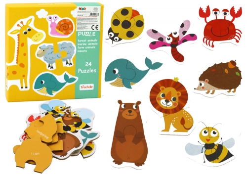 Educational Puzzle Animals Puzzle Learning English 48 pieces.