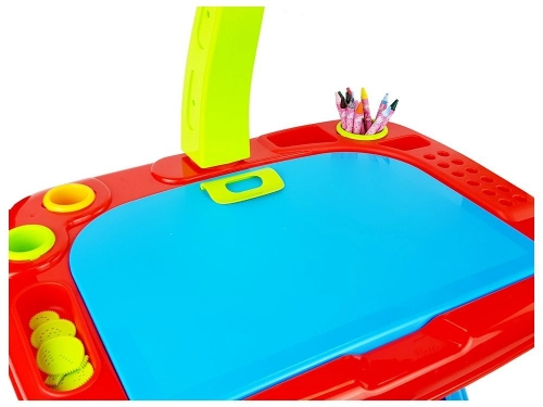 Educational Table with Projector Chair Crayons Magnets Letters and Numbers