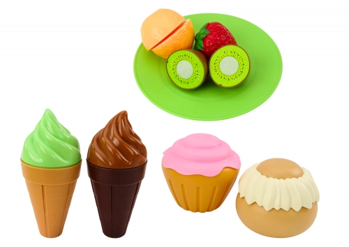 Fast Food Set Fruits Steak Ice Cream Accessories Pizza French fries 26 pcs.