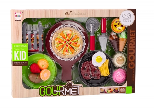 Fast Food Set Fruits Steak Ice Cream Accessories Pizza French fries 26 pcs.