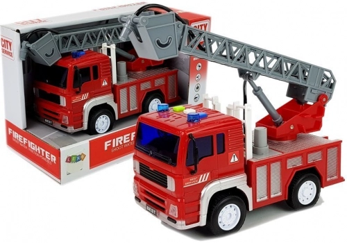 Fire engine with pull, ladder, Red 1:20 with sound