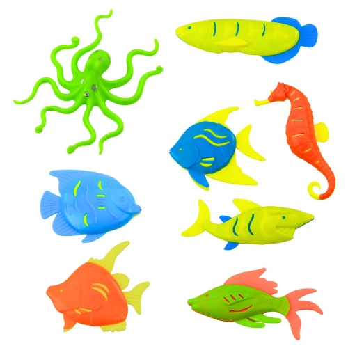 Fishing Set: Crab Table, 10 Fish, Fishing Rod, Strainer, Blue