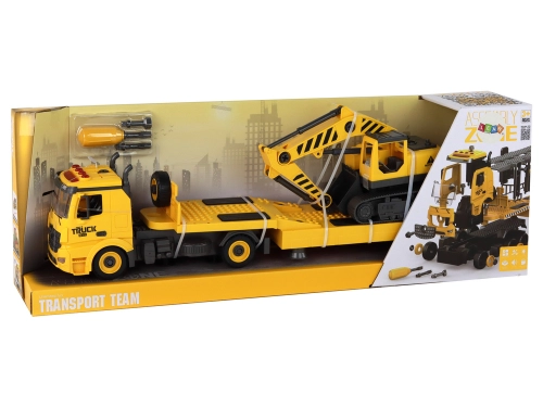 Folding Tow Truck With Crawler Excavator Sound Light DIY Yellow