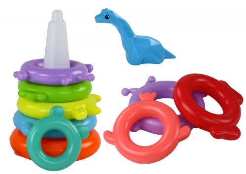 Giraffe Pyramid Puzzle 8 Rings Colorful 29cm x 14cm x 14cm