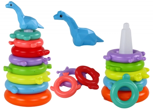 Giraffe Pyramid Puzzle 8 Rings Colorful 29cm x 14cm x 14cm