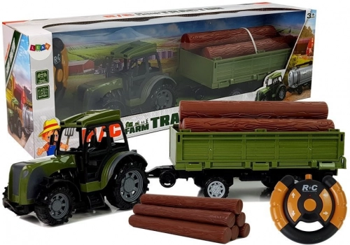 Green Tractor with Wood Bale Trailer 2.4G Remote Controlled