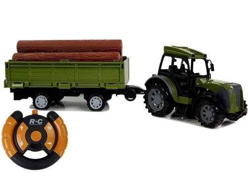 Green Tractor with Wood Bale Trailer 2.4G Remote Controlled