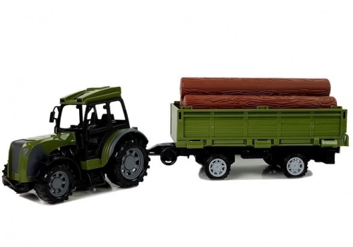 Green Tractor with Wood Bale Trailer 2.4G Remote Controlled