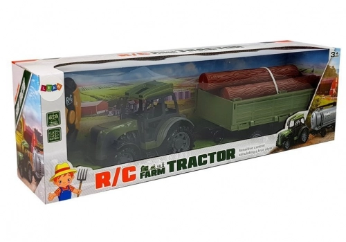 Green Tractor with Wood Bale Trailer 2.4G Remote Controlled