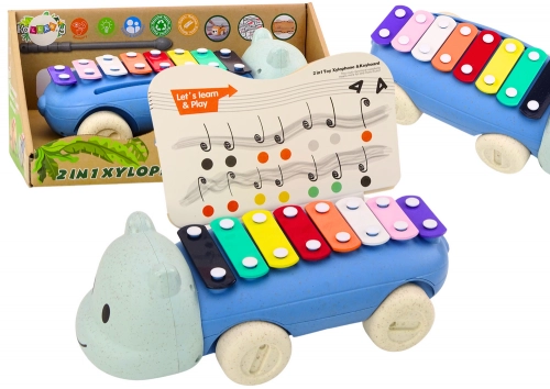 Hippopotamus Cymbals On Wheels Instrument For Children Colorful Educational