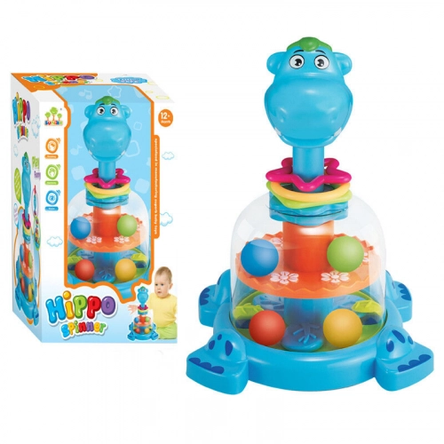 Hippopotamus Spinning Top With Balls For Babies Blue