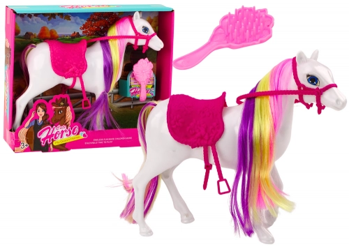 Horse Figurine White Horse Grooming Saddle Stable Farm Cute Horse