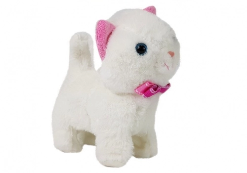 Interactive Cat White Walks and Sings Sound