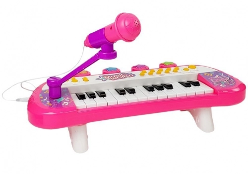Keyboard Piano 24 Keys USB Microphone Pink