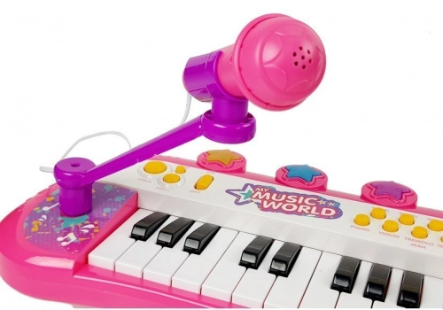 Keyboard Piano 24 Keys USB Microphone Pink