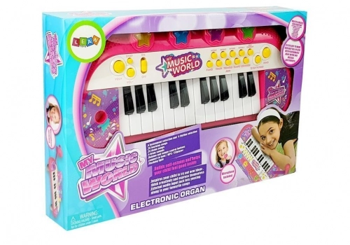Keyboard Piano 24 Keys USB Microphone Pink