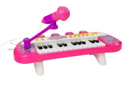 Keyboard Piano 24 Keys USB Microphone Pink