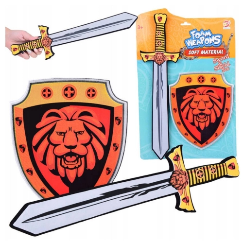 Knight Set Shield Sword Foam Lion Emblem 2pcs