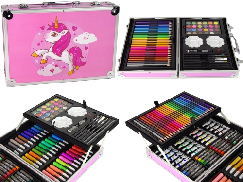 Large Artistic Set in a 145-piece suitcase Pink Unicorn
