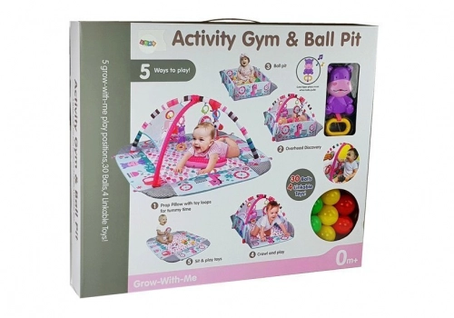 Large Educational Pool Mat for Babies 5in1 with Balls Hippo Balls
