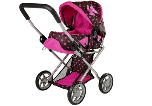 Leļļu rati 2in1 Alice Black-Pink