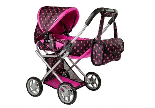 Leļļu rati 2in1 Alice Black-Pink