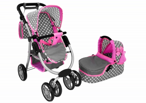 Leļļu rati 2in1 Pink Stars