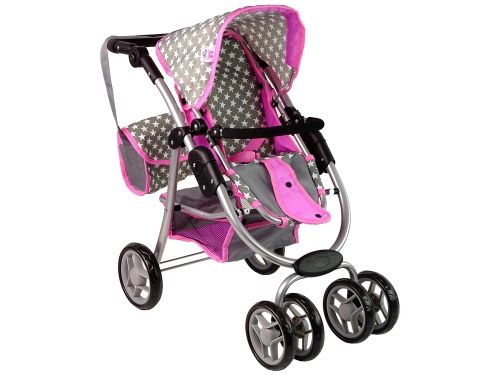 Leļļu rati 2in1 Pink Stars
